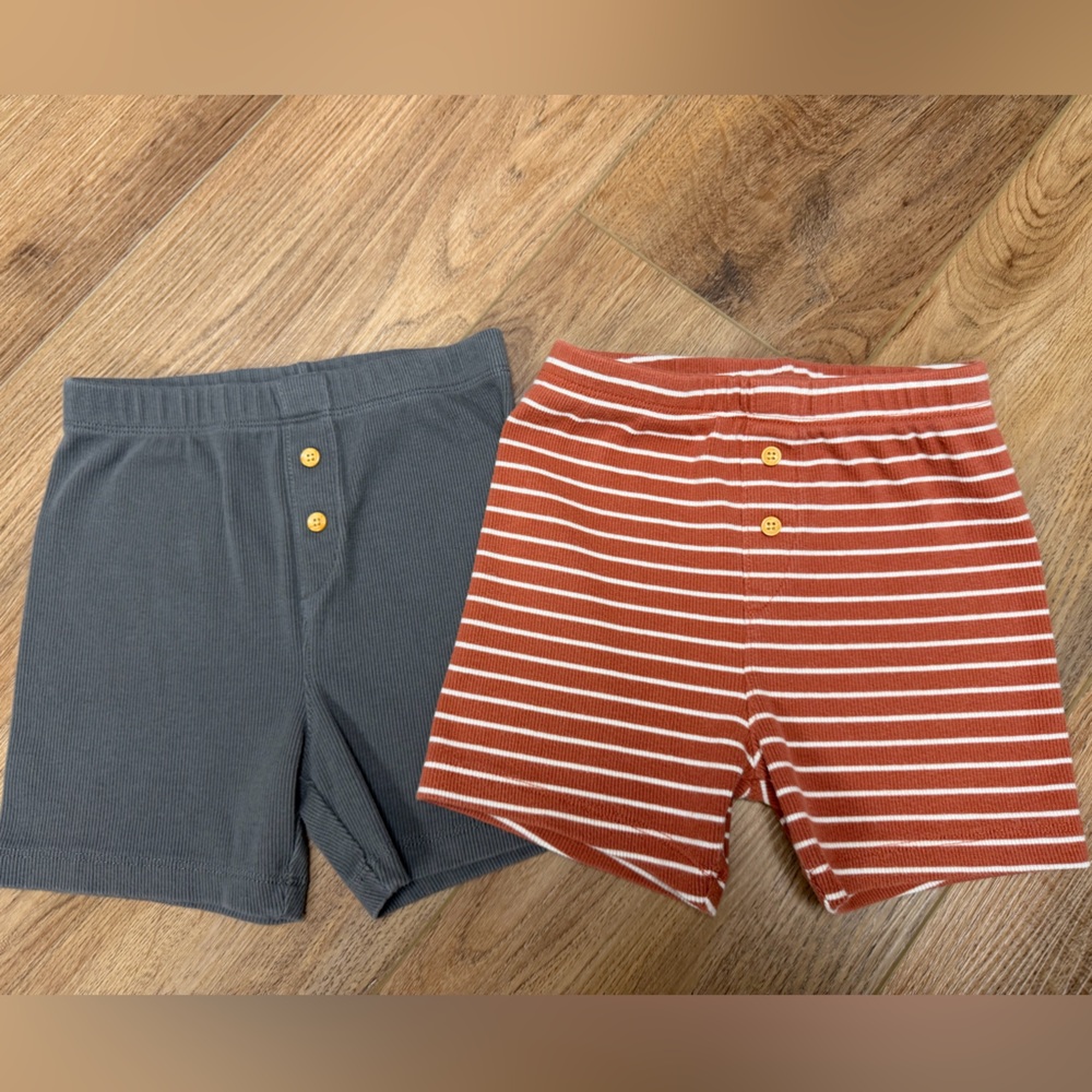 Little & Co. Kids Striped and Solid Shorts Set - Gray and Red 3T
